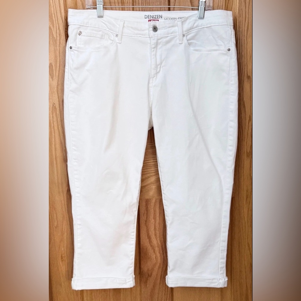 Levi Denizen White Modern Crop Cuffed Jeans Capri Denim sz 16/waist 33 EUC - Picture 11 of 12